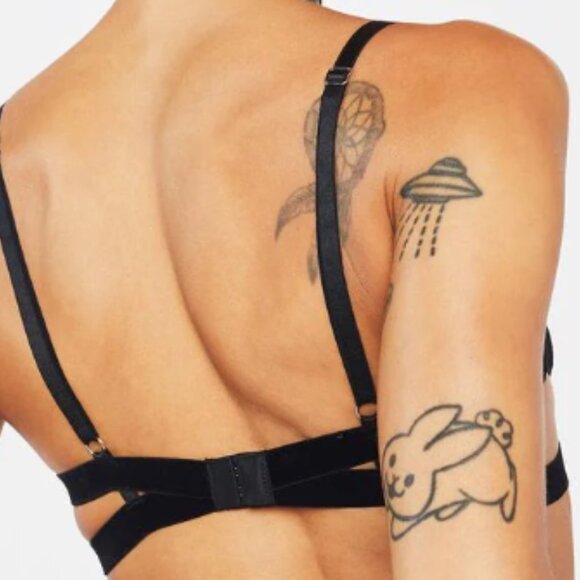 Thistle and Spire set panties and bra Sidney Keyhole thong black NWT sz 32DD XL - Picture 3 of 4